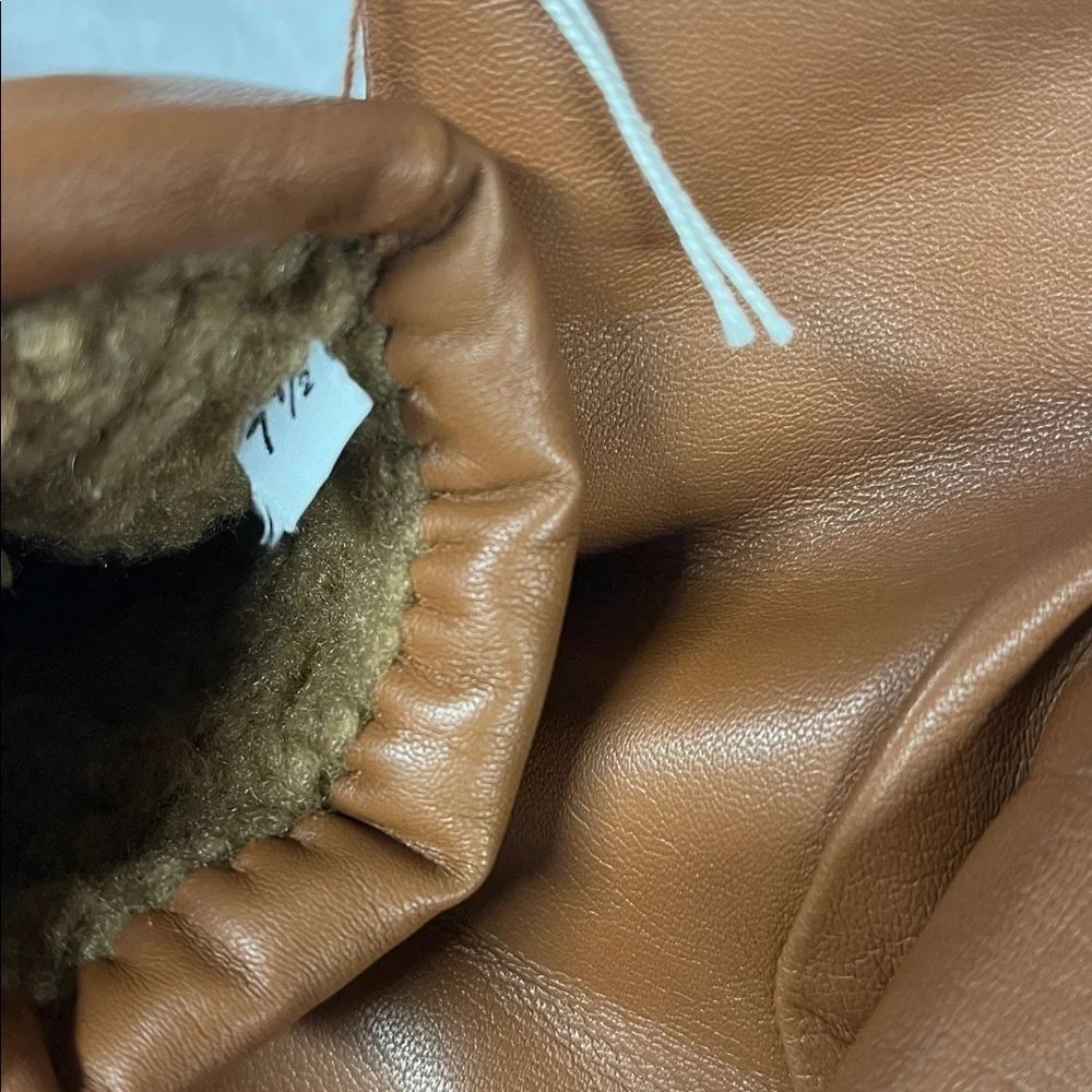 Anthropologie Aristide Brown Leather Mittens New
